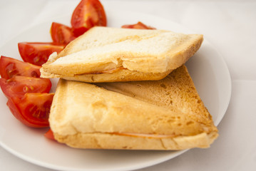 Detail of Toast With Fresh Cherry Tomatoes