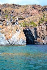 Panorama of the Aeolian islands seen from the sea