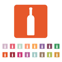 The wine bottle icon. Bottle symbol. Flat