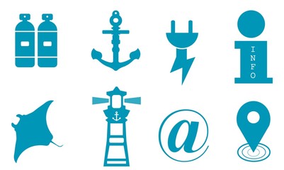 Mer et symboles en 8 icônes