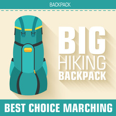 Naklejka premium Flat colorful vector tourist backpack equipment set. Icons