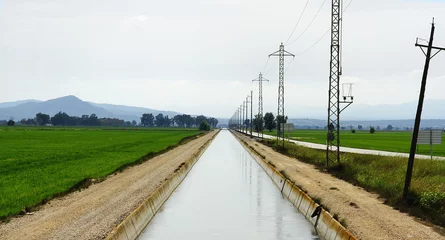 Cercles muraux Canal Canal d& 39 irrigation dans le delta de l& 39 Èbre, Amposta, Tarragone