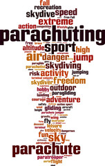 Parachuting word cloud concept. Vector illustration