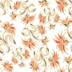 Ornate seamless pattern with abstract flowers.