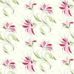 Ornate seamless pattern with abstract flowers.