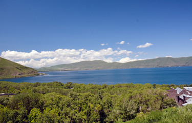 Fototapeta na wymiar view on Sevan lake, in summer
