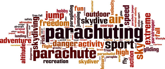 Parachuting word cloud concept. Vector illustration