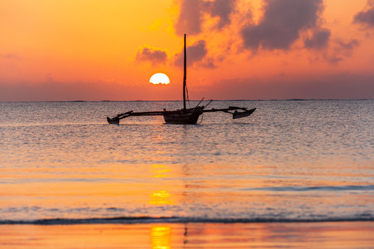 Mombasa, beach, sunrise, africa, sun, boat, kenya 
