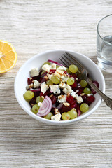 Salad with beets and cheese, lemon