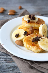 Sweet cottage cheese pancakes with banana