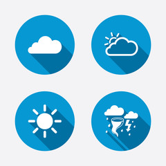 Weather icons. Cloud and sun. Storm symbol.