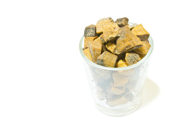tiger eye stone in glass