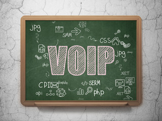 Web development concept: VOIP on School Board background