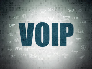 Web design concept: VOIP on Digital Paper background