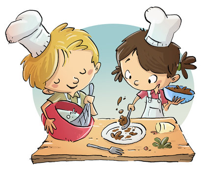 ni&ntilde;os cocinando