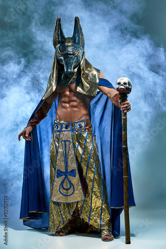 The man in the image of ancient Egyptian Pharaoh with a mask on Wall mural