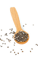 chia seeds in a wooden spoon