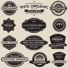 Organic Food Labels Vector Collection Set