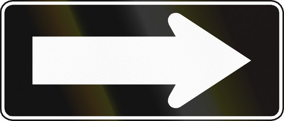 Chilean traffic sign: One-way road, pointing to the right