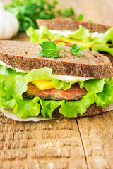 Two sandwiches with smoked salmon