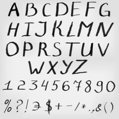 Handwritten calligraphic black watercolor alphabet