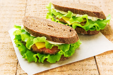 Two sandwiches with smoked salmon
