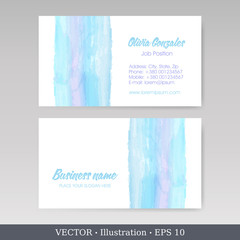 Business Card Set. Colorful watercolor stains