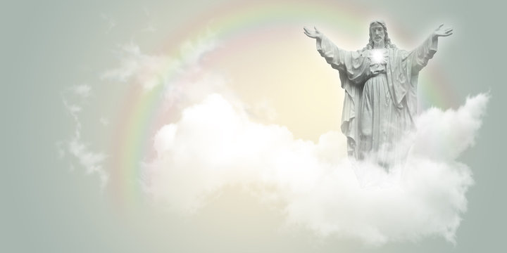 Jesus Christ in the clouds.