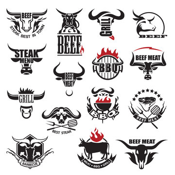 set of fifteen beef meat icons