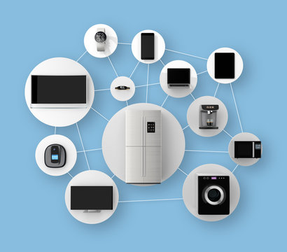 Smart appliances in network. Concept for Internet of Things.