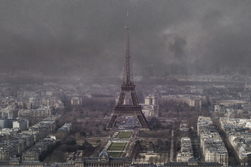 aerial view of eiffel tower