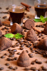 Homemade chocolate vanilla and coffee truffles.