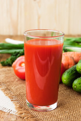 Healthy drink, vegetable juice with ingredients