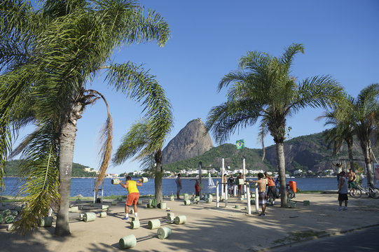 Brazilians Exercising Outdoors at Sugarloaf Mountain