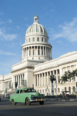 Fototapeta na wymiar Havana Cuba Capitolio Building with Car