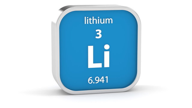 Lithium material on the periodic table. Part of a series.