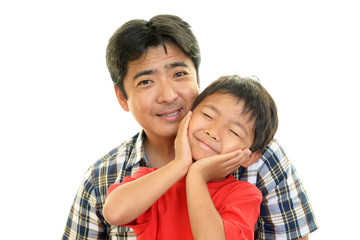笑顔の親子