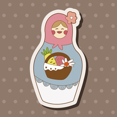 Matryoshka , Russian traditional wooden doll, vector pattern, el