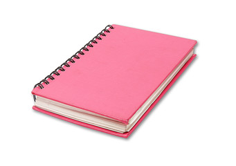 Red notebook on white background