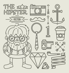 Hipster character design . Linear