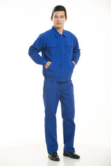 Fototapeta premium The young engineer various occupation clothing standing in front