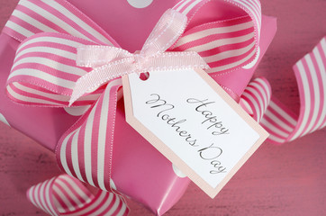 Happy Mothers Day pink polka dot gift.