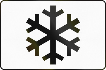 Austrian traffic sign additional panel to specify the meaning of other signs: Risk of ice