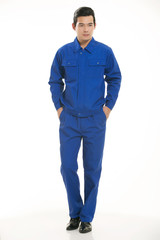 Fototapeta premium The young engineer various occupation clothing standing in front