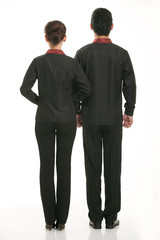 Wear clothing occupation Chinese waiters in white background