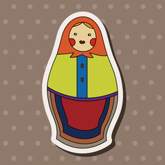 Matryoshka, Russian traditional wooden doll, vector pattern, ele