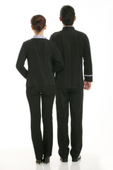 Wear clothing occupation Chinese waiters in white background