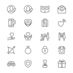 Fototapeta premium Valentine's day thin icons