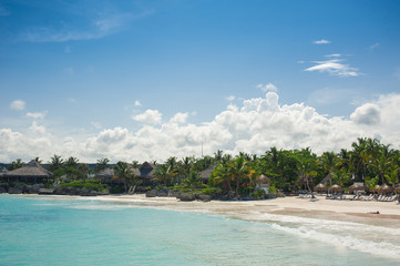 Relaxing on remote Tropical Paradise beach in Dominican Republic