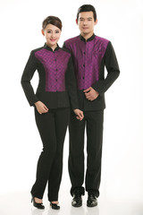 Wear clothing occupation Chinese waiters in white background